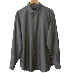 John Varvatos USA Slim Fit Button Shirt Men 17 34/35 Gray Pinstripe Long Sleeve